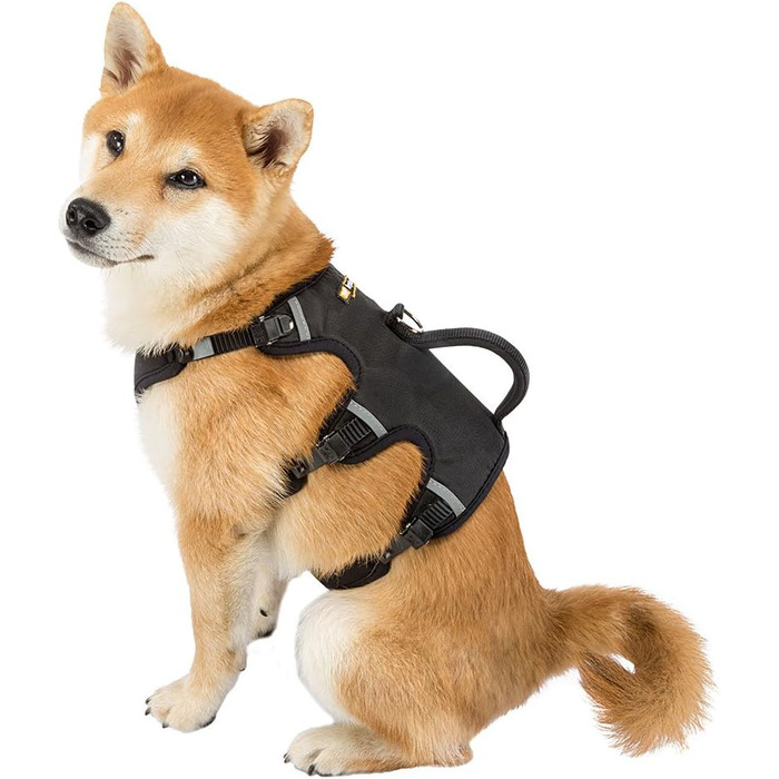 Шлейка для собак Ferplast Ergo Trekking Medium, чорна, з 6 застібками, вишукана посадка, світловідбиваюча, з підкладкою