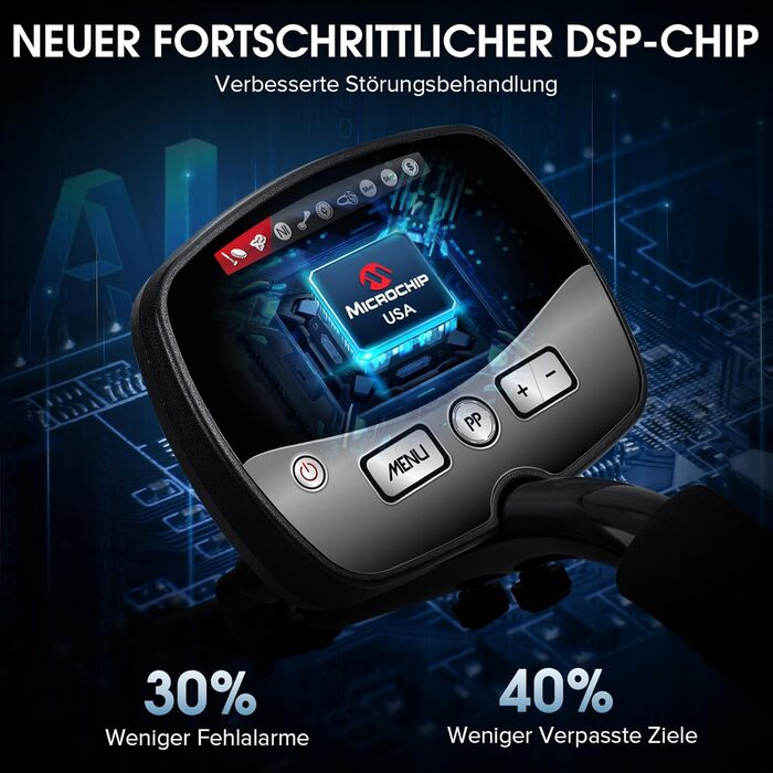 Металошукач професійний 30см, водонепроникна котушка, Pinpoint, DSP-чип, мульти-режим, 12 дюймів