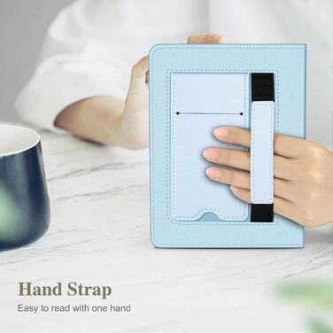 Чохол Fintie для Kindle Paperwhite 12-го покоління (2024/2025) з підставкою, петлею та авто-сном, чорний (небесно-блакитний)