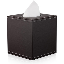 KINGFOM Скляна коробочка для серветок, шкіряна обкладинка, органайзер для дому, авто, офісу (коричневий)
