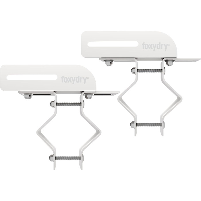 Сушарка для білизни Foxydry Duo для балкона та тераси, нержавіюча сталь/алюміній, біла, для круглих перил