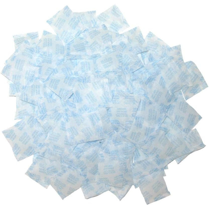Rmikaly 100 Packs of 2g Silica Gel Desiccant, Non-Toxic, Moisture Absorber, Air Dehumidifier, Food and Pharmaceutical Grade
