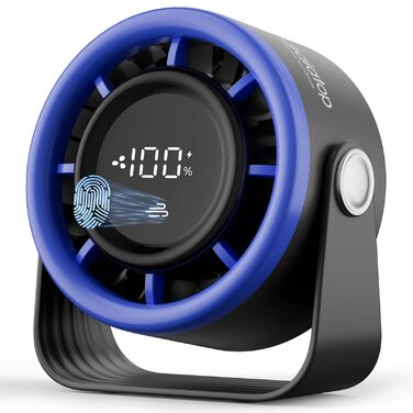 Портативний акумуляторний вентилятор Gaiatop з USB, 5 швидкостей, LED-дисплей, поворотний на 360°, для дому та офісу (блакитний)