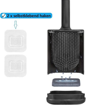 Силіконова щітка для унітазу Klobürste з кріпленням на стіну без свердління, чорна