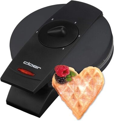 Вафельниця Cloer 1620 для класичних вафель у формі серця, 930 Вт, розмір вафелі 15,5 см, регулювання ступеня прожарювання, чорний колір