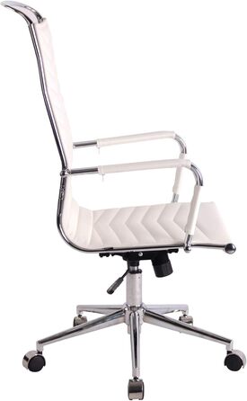 Офісне крісло Batley від CLP: регульована висота, хромоване шасі, штучна шкіра, білий колір