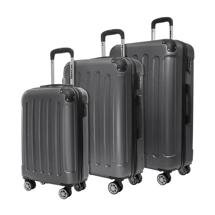 Валіза ручної поклажі TRVLMORE 54x36x20 см - жорсткий корпус, з колесами, сірий (колекція 3 шт.)