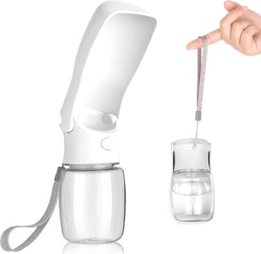 Складана пляшка для води для собак Canareen - портативна фляга для тварин для прогулянок, подорожей (біла, 350 мл)