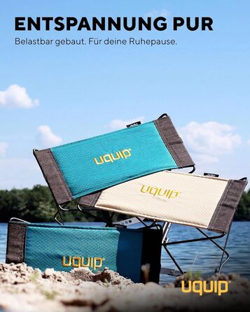 Складний туристичний стільчик Uquip Falthocker Fancy Petrol: міцний, компактний, для кемпінгу, відпочинку та подорожей (пісок)