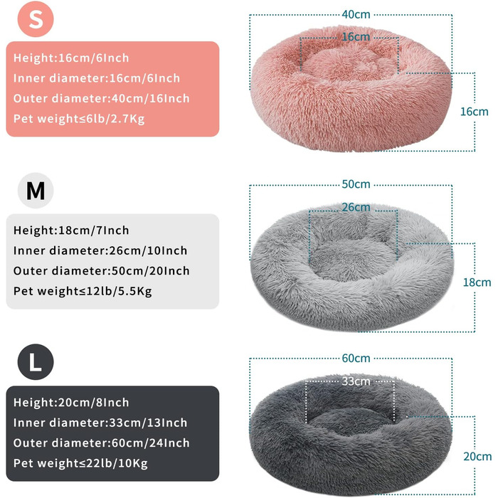 Килимок для котів та собак 50/60 см, м'який, плюшевий, круглий, антиковзаючий, легко миється