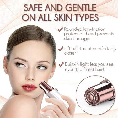 Електричний епілятор для обличчя для жінок, 2 змінні насадки, безболісний, для щік та підборіддя, білий