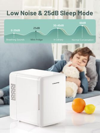 Міні-холодильник VINATO для косметики, 4L з LED-дзеркалом, 220V/12V, з функцією охолодження/нагріву, для авто, офісу, спальні, гуртожитку