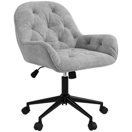 Vinsetto Adjustable Swivel Chair, Ergonomic Office Chair with Velvet-Look Finish in Light Gray for Living Room & Office