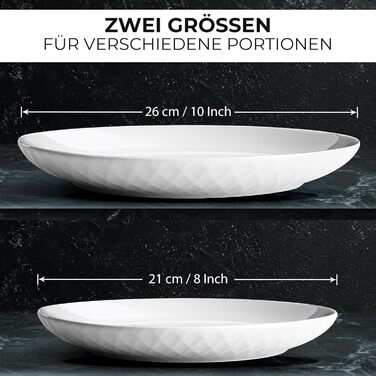 MIAMIO Набір посуду з 24 предметів з кераміки (тарілки) для 6 осіб, Palmanova Kollection. Підходить для миття в посудомийній машині та використання в мікрохвильовці.