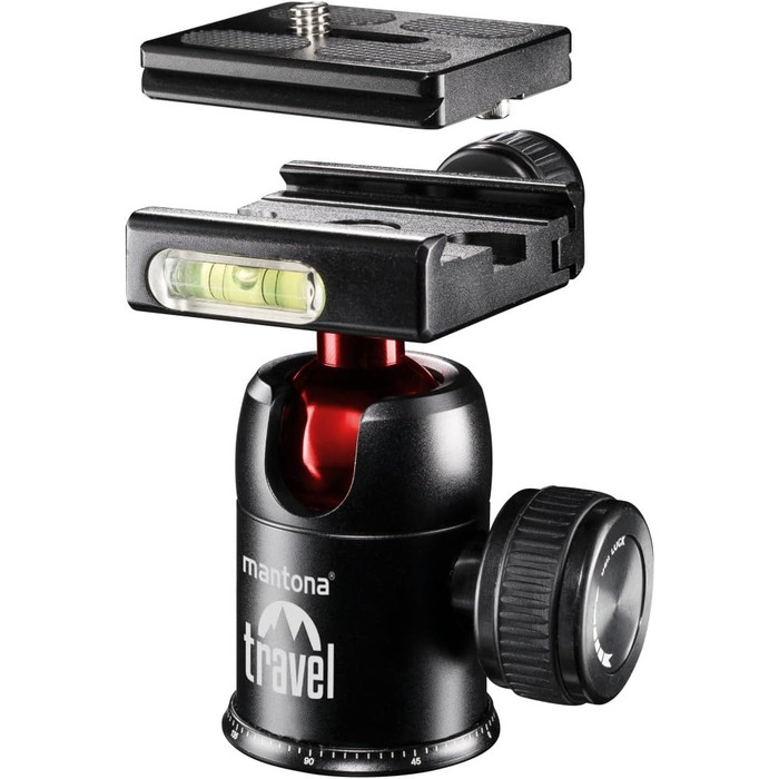 Штатив Mantona DSLM Travel - червоний, для камер, до 5 кг, з кульковою головкою та рівнем