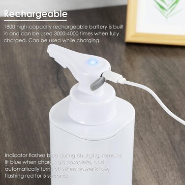 Automatic Soap Dispenser with Sensor Infrared Electric: 400ml Automatic No Touch Dispenser Soap with USB Charging Battery for Bathroom, Kitchen, Home White
