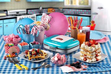 Ariete Party Time 700W Electric Waffle Maker - Non-Stick, Blue