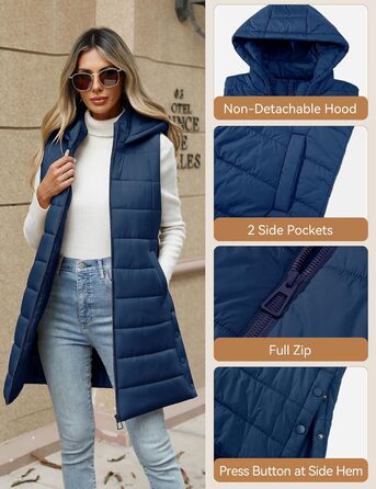 Легка степкова жилетка CTOP з капюшоном для туризму та відпочинку (М, темно-синій)