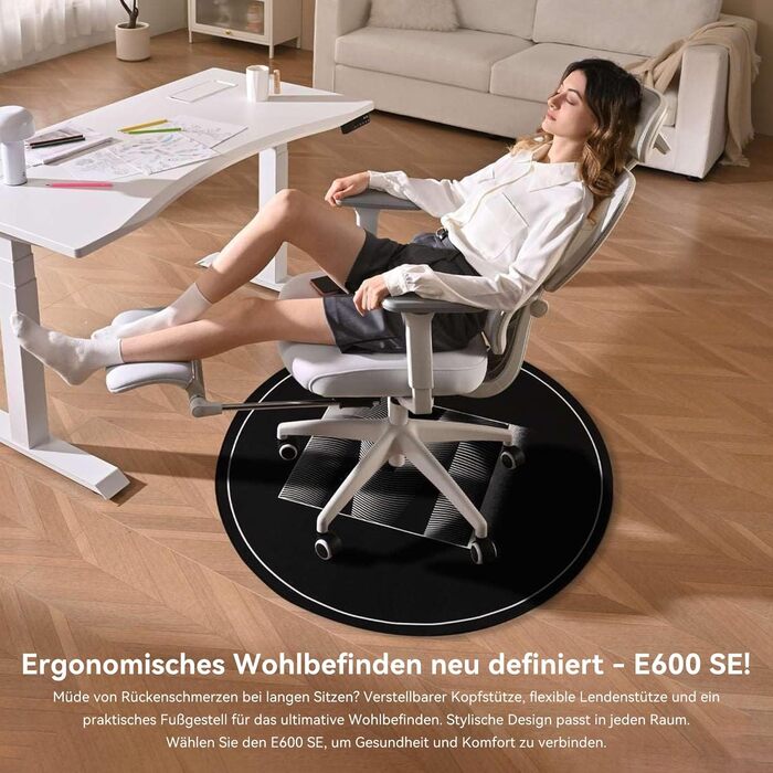 Офісний крісло MUSSO E600SE сірого кольору: ергономічний дизайн, регулювання поперекової підтримки, підлокітники та підголівник, підставка для ніг, підтримка спини для жінок