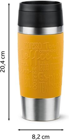 Термокружка Emsa N20202 Travel Mug Classic, 0.36 л, нержавіюча сталь, ізоляція 4г/8г, герметична, для подорожей, з широким отвором, колір: гірчичний