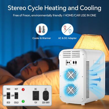 Міні-холодильник 18L з функцією охолодження та нагрівання, 12V/220V, для дому, офісу, кемпінгу та авто