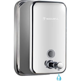 Modern Hand Soap Dispenser, Wall-Mounted Soap Dispenser Stainless Steel for Bathroom, 500 ml Manual Soap Dispenser, Liquid Soap Pump for Kitchen Polished