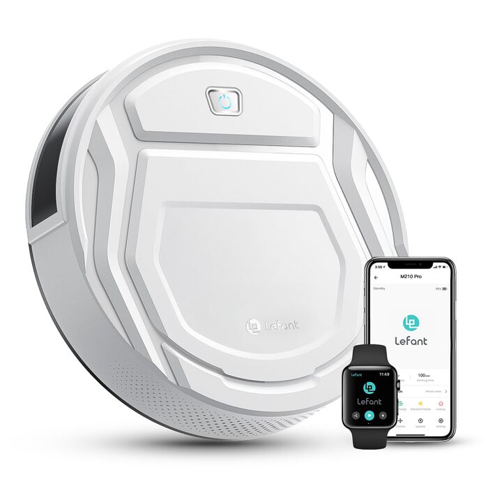 Робот-пилосос LEFANT M210P: потужність 2200 Pa, Wi-Fi, Bluetooth, керування через додаток, 6 режимів, автоматична зарядка, ідеальний для шерсті тварин та твердих підлог