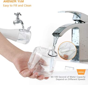 Іригатор для порожнини рота Munddusche: 5 режимів, бездротовий, IPX7, для щоденної гігієни, 300 мл