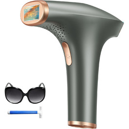 Пристрій для епіляції IPL Haarlosy: безболісна епіляція вдома для жінок та чоловіків, 9 рівнів, 999,900 імпульсів, 3 функції (HR/SC/RA), для тіла, ніг, зони бікіні, пахв. Чорний колір.