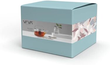 Чайник VIVA Scandinavia скляний з фільтром для заварювання чаю, термостійкий, 1,3 л, для листового чаю та підігріву на підставці