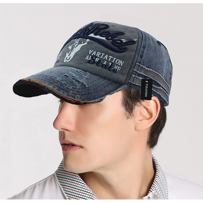 Кепка бейсболка Vintage з бавовни, випрасувана джинсова, ретро, з витертими краями, чоловіча/жіноча, з вишивкою, регульованого розміру, A-Marine