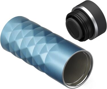 Термокружка Diamond з нержавіючої сталі 450 мл, Aquamarin Blue, з кнопкою, без BPA, витримує гарячі та холодні напої, витікання захищено, матова блискуча поверхня