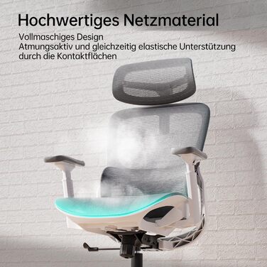 Hbada P2 Air Ergonomic Office Chair with 3D Lumbar Support, Adjustable Mesh Chair with 3D Armrests & Headrest - Home & Office Desk Chair (White, Luxury Version)