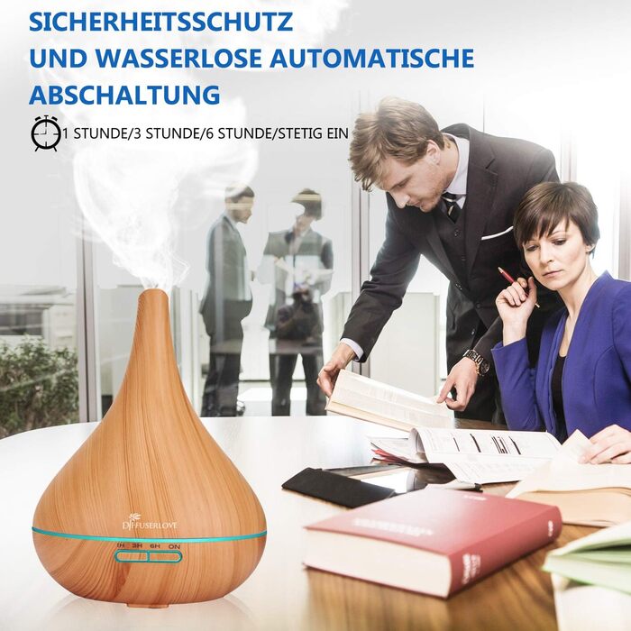 Аромадифузор Diffuserlove 500 мл з ультразвуком, 7 кольорів LED, автовимкнення та пультом дистанційного керування - для дому та офісу (жовтий)