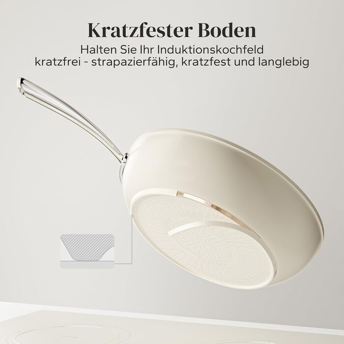 Набір сковорідок Redchef з керамічним покриттям, алюміній, 20/24/28 см, для всіх типів плит, індукційні, без PTFE, PFOA, PFAS, бежевий