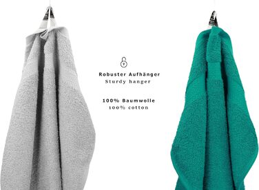 Набір рушників Betz 10 предметів, преміум якість, 100% бавовна, сірий та сріблястий (смарагдово-зелений та сріблястий)