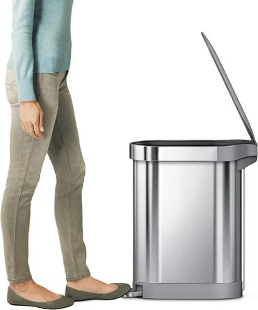 Вузький сенсорний сміттєвий відро simplehuman CW2044 на 45 л для кухні, система сортування відходів, матова нержавіюча сталь