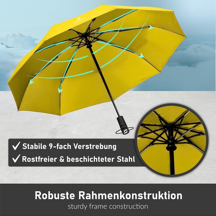 Стійкий до вітру парасолька STYNGARD TRONDHEIM (жовтий) - автоматичний, з тефлоновим покриттям, до 140 км/год