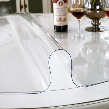 Прозора кругла скатертина OstepDecor 100 см, водонепроникна ПВХ захисна плівка для столу, кухонного чи журнального столика