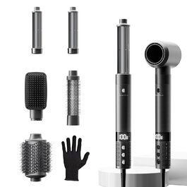 Фен-щітка Hairstyler 6 в 1: для локонів, об'єму, випрямлення та сушіння волосся, 1400W, 110000 обертів/хв, сірий