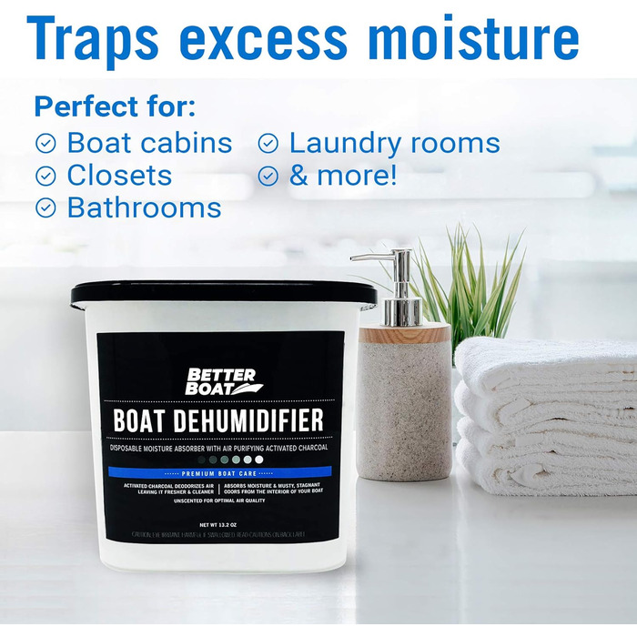 2 Pack Boat Dehumidifiers Moisture Absorbers & Odor Remover for Musty Damp Smell | Basement Closet, Home, RV, or Boat