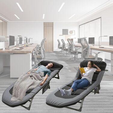 Розкладне ліжко-спальник для кемпінгу з матрацом, регульована спинка, ліжко-карп, ліжко для відпочинку на природі XXL, 65x190x30 см, односпальне розкладне ліжко для гостей, 1 шт.