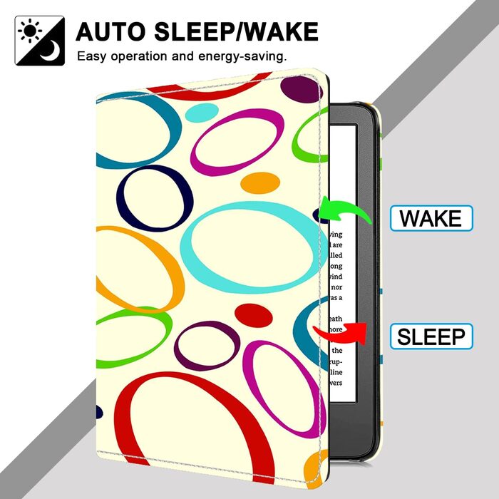 Чохол TOKILO для Kindle 6' eReader (11-те покоління 2024/2022), преміум шкіряний чохол з авто-ввімкненням/вимиканням, підставка, кишеня для карток, сумісний лише з Kindle, чорний (A-Bunter Kreis)