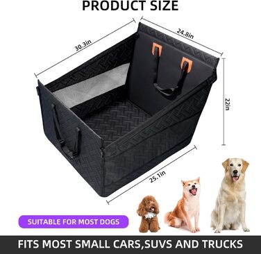 Автомобільний лежак для собак середніх, великих та маленьких порід, підходить для SUV та вантажівки, чорна шкіра, розмір L