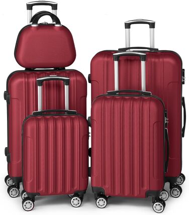 Набір валіз LEADZM 5 шт. з косметичною сумкою, набір валіз з ABS-пластику з телескопічним ручками, ручна поклажа (Турквіз)