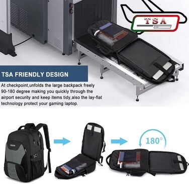 Чоловічий рюкзак 55L, великий, водовідштовхуючий, з відділенням для ноутбука (18.4