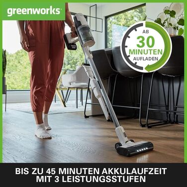 Бездротовий акумуляторний пилосос Greenworks GD24SV 5-в-1, 500W, Hepa-фільтр, насадка для шерсті тварин, 45 хвилин роботи, 3 режими, без акумулятора та зарядки