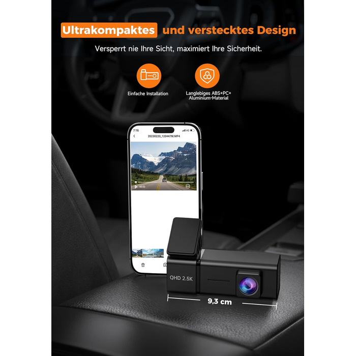 Автомобільний відеореєстратор E-YEEGER 2.5K 1440P з WiFi, IPS екраном 1.47