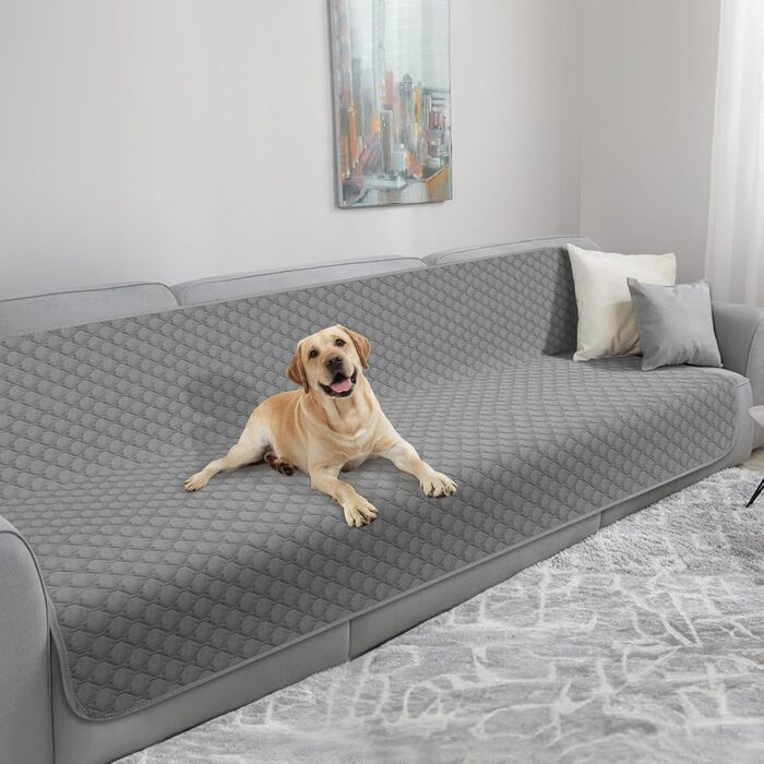 Водонепроникний килимок для собак, килимок для котів, неслизький, міцний, для захисту дивану, ліжка, автокрісла, можна прати в пральній машині (172 x 208 см, темно-сірий)