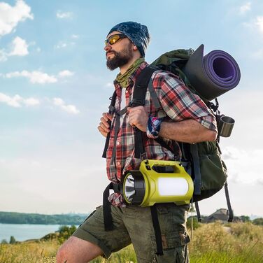 LED ліхтар-прожектор 1000 люмен, акумуляторний CREE, з Powerbank 3600mAh, 10W, регулювання яскравості, 3 режими, 2 рівні, USB-кабель, для кемпінгу та надзвичайних ситуацій